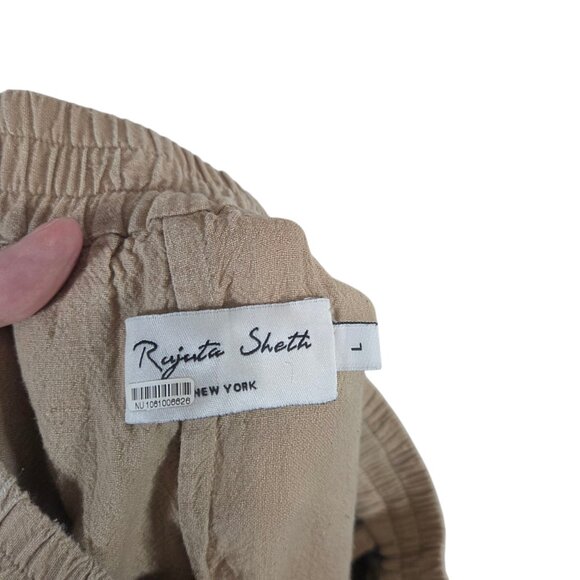 Rujuta Sheth Collage High-Rise Pants Sand Tan Patchwork Boho Lagenlook Kitsch L - Picture 9 of 11